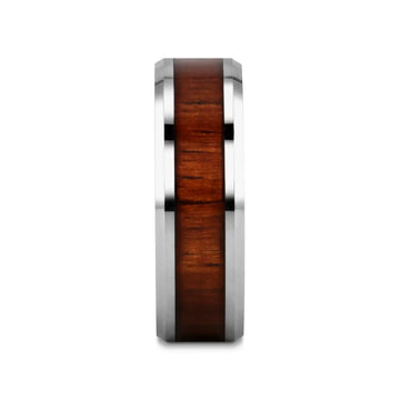 KONA Koa Wood Inlaid Tungsten Carbide Ring with Bevels - 4mm - 12mm - Larson Jewelers