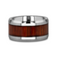 KONA Koa Wood Inlaid Tungsten Carbide Ring with Bevels - 12mm
