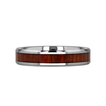 KONA Koa Wood Inlaid Tungsten Carbide Ring with Bevels - 4mm - 12mm - Larson Jewelers