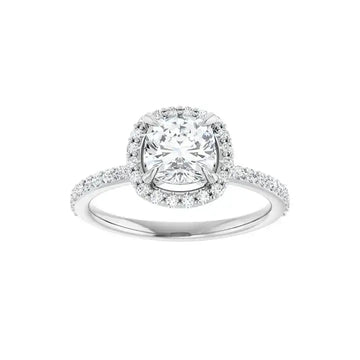 DAYSTAR 18K White Gold Halo Cushion Lab Grown Diamond Engagement Ring - Larson Jewelers