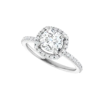 DAYSTAR 18K White Gold Halo Cushion Lab Grown Diamond Engagement Ring - Larson Jewelers
