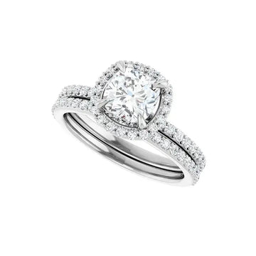DAYSTAR 18K White Gold Halo Cushion Lab Grown Diamond Engagement Ring - Larson Jewelers