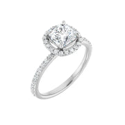 DAYSTAR 18K White Gold Halo Cushion Lab Grown Diamond Engagement Ring