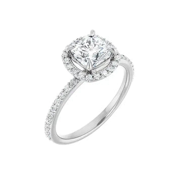 DAYSTAR 18K White Gold Halo Cushion Lab Grown Diamond Engagement Ring - Larson Jewelers