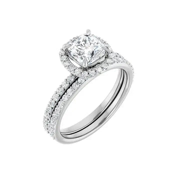 DAYSTAR 18K White Gold Halo Cushion Lab Grown Diamond Engagement Ring - Larson Jewelers