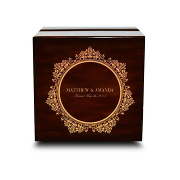 Custom Engraved Light up Engraved Chocolate Dark Wood Personalized Wooden Wedding Ring Box - Larson Jewelers
