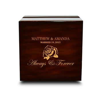 Custom Engraved Chocolate Dark Wooden Wedding Ring Box - Larson Jewelers