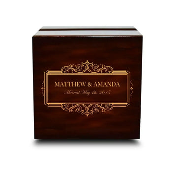 Custom Engraved Light up Engraved Chocolate Dark Wood Personalized Wooden Wedding Ring Box - Larson Jewelers