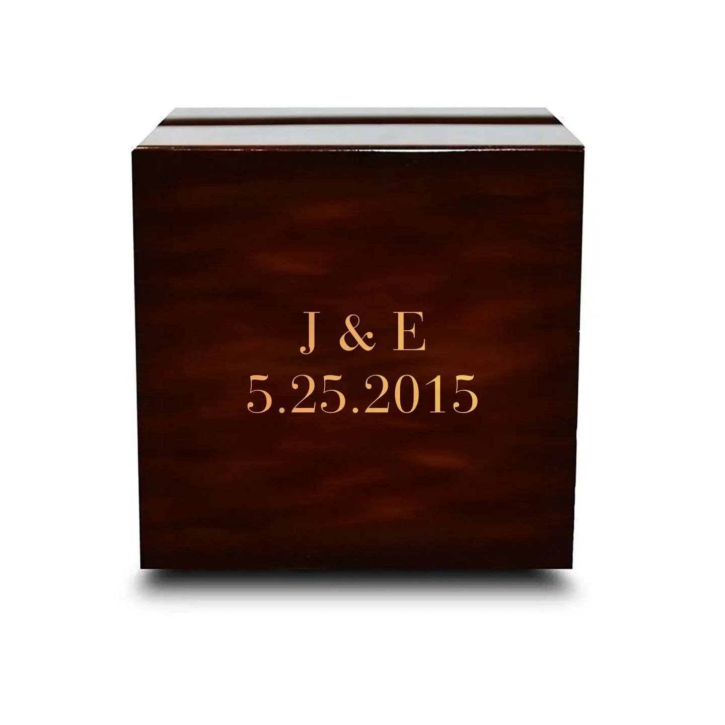 Custom Engraved Chocolate Dark Wooden Wedding Ring Box - Larson Jewelers