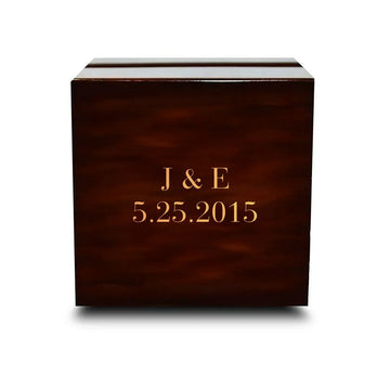 Custom Engraved Light up Engraved Chocolate Dark Wood Personalized Wooden Wedding Ring Box - Larson Jewelers