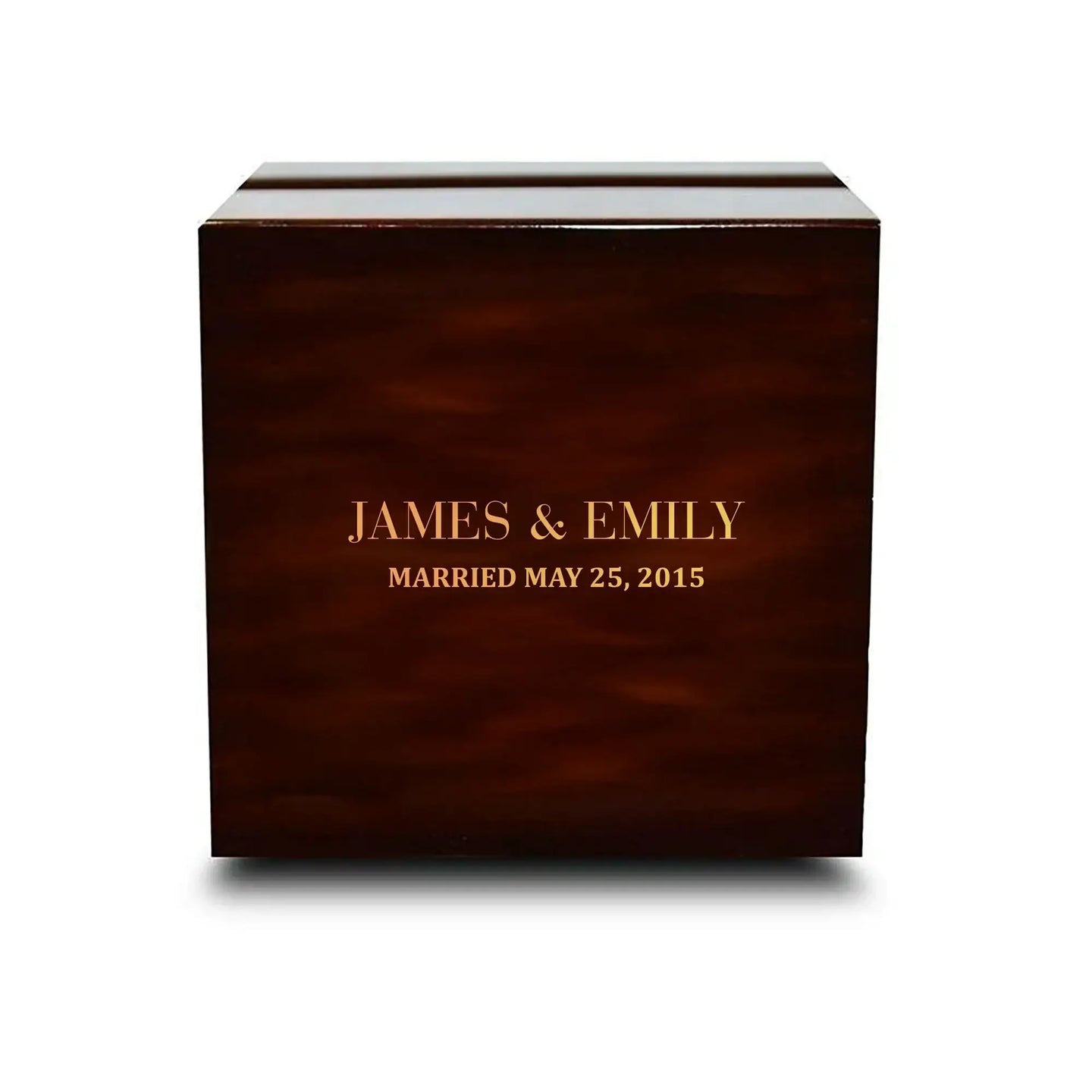 Custom Engraved Light up Engraved Chocolate Dark Wood Personalized Wooden Wedding Ring Box - Larson Jewelers