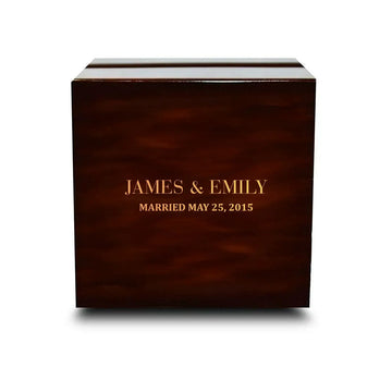 Custom Engraved Light up Engraved Chocolate Dark Wood Personalized Wooden Wedding Ring Box - Larson Jewelers