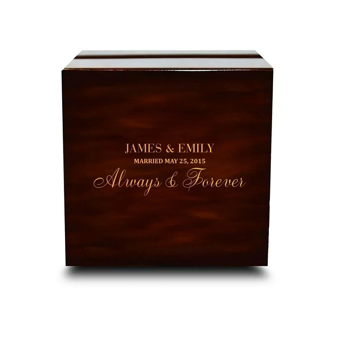 Custom Engraved Chocolate Dark Wooden Wedding Ring Box - Larson Jewelers