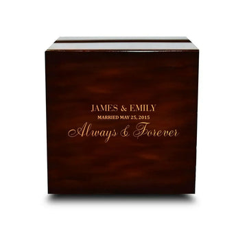 Custom Engraved Light up Engraved Chocolate Dark Wood Personalized Wooden Wedding Ring Box - Larson Jewelers