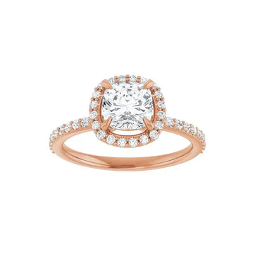 DAYSTAR 14K Rose Gold Halo Cushion Lab Grown Diamond Engagement Ring - Larson Jewelers