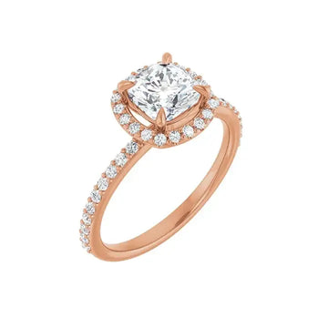 DAYSTAR 14K Rose Gold Halo Cushion Lab Grown Diamond Engagement Ring - Larson Jewelers