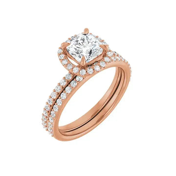 DAYSTAR 14K Rose Gold Halo Cushion Lab Grown Diamond Engagement Ring - Larson Jewelers