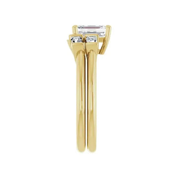 VIVIAN 18K Yellow Gold Emerald Cut Lab Grown Diamond Engagement Ring - Larson Jewelers