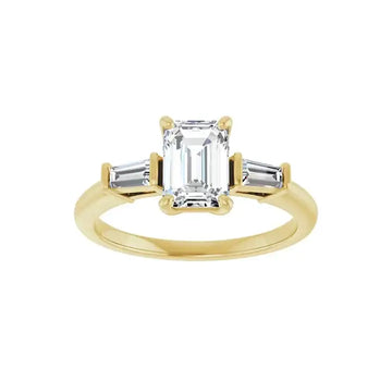 VIVIAN 18K Yellow Gold Emerald Cut Lab Grown Diamond Engagement Ring - Larson Jewelers