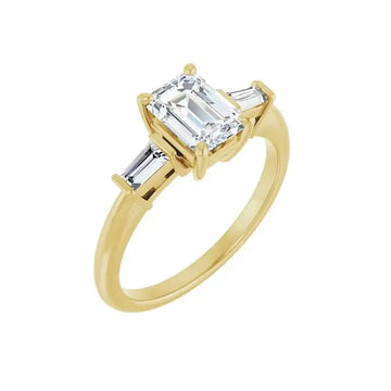 VIVIAN 18K Yellow Gold Emerald Cut Lab Grown Diamond Engagement Ring - Larson Jewelers