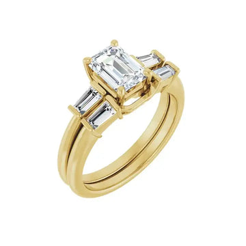 VIVIAN 18K Yellow Gold Emerald Cut Lab Grown Diamond Engagement Ring - Larson Jewelers