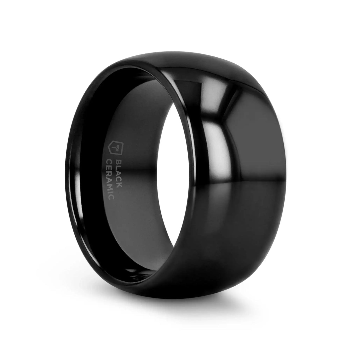 LANDON Domed Polish Finished Black Ceramic Ring - 2mm - 12mm - Larson Jewelers