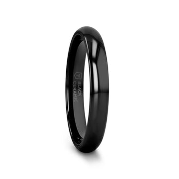 LANDON Domed Polish Finished Black Ceramic Ring - 2mm - 12mm - Larson Jewelers