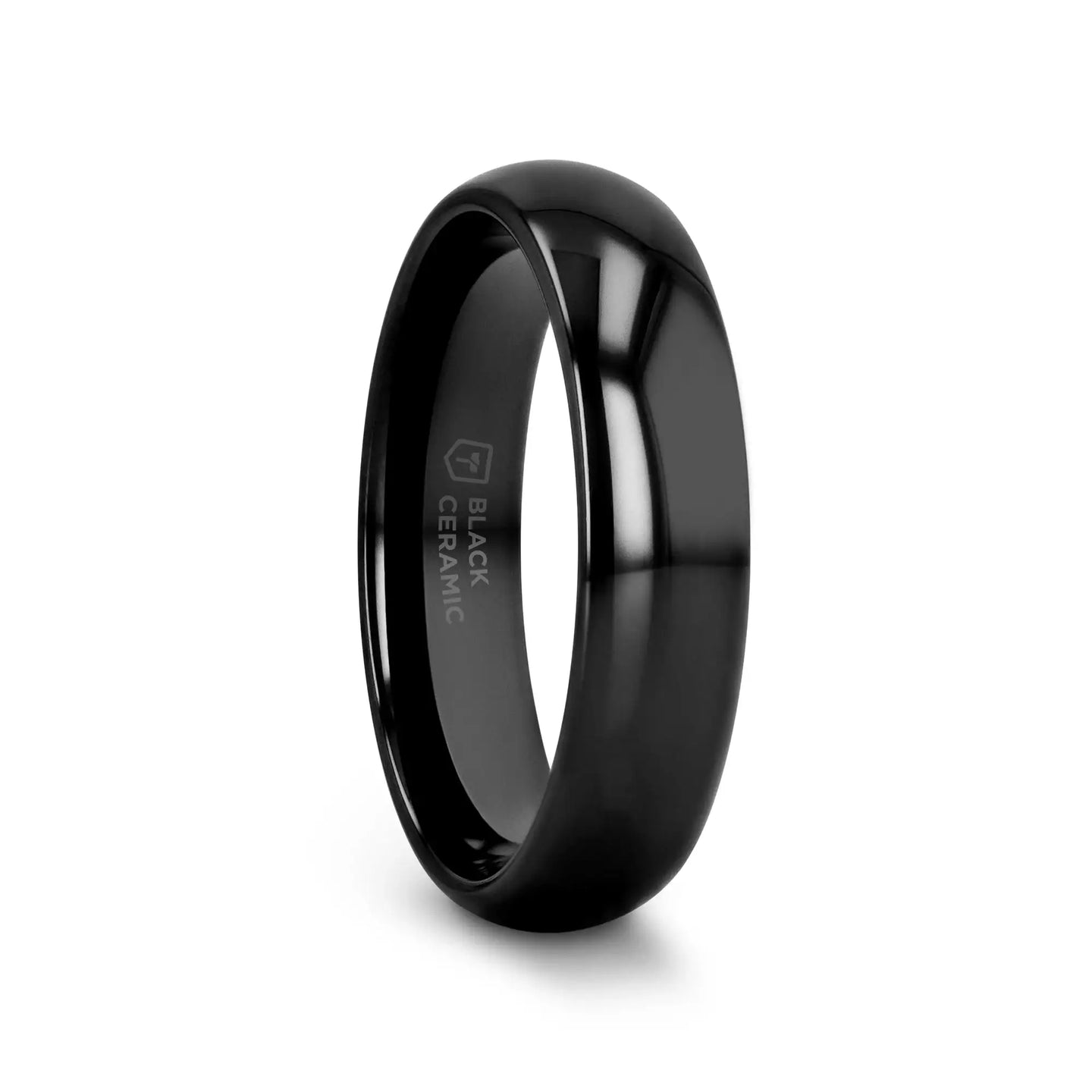 LANDON Domed Polish Finished Black Ceramic Ring - 2mm - 12mm - Larson Jewelers