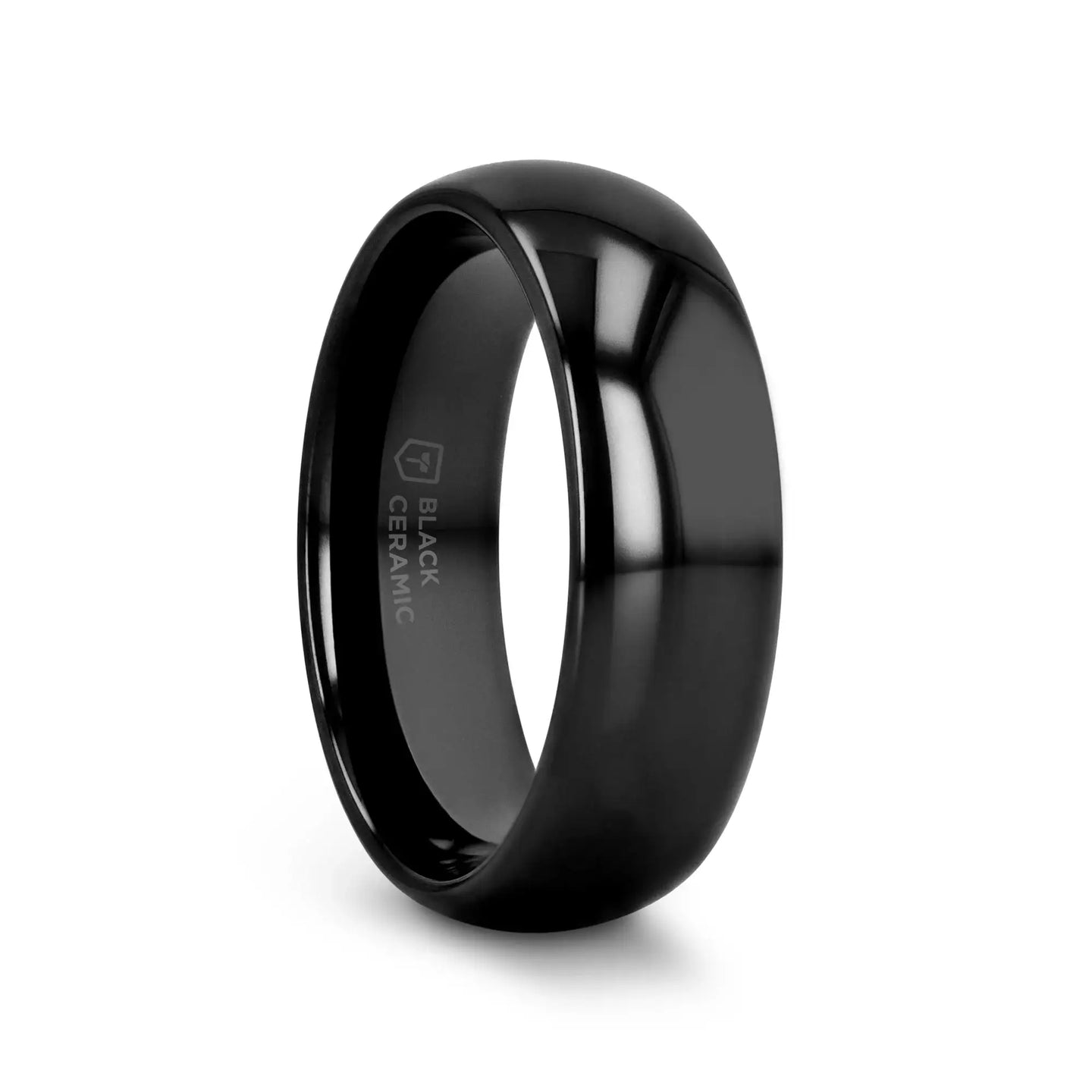 LANDON Domed Polish Finished Black Ceramic Ring - 2mm - 12mm - Larson Jewelers
