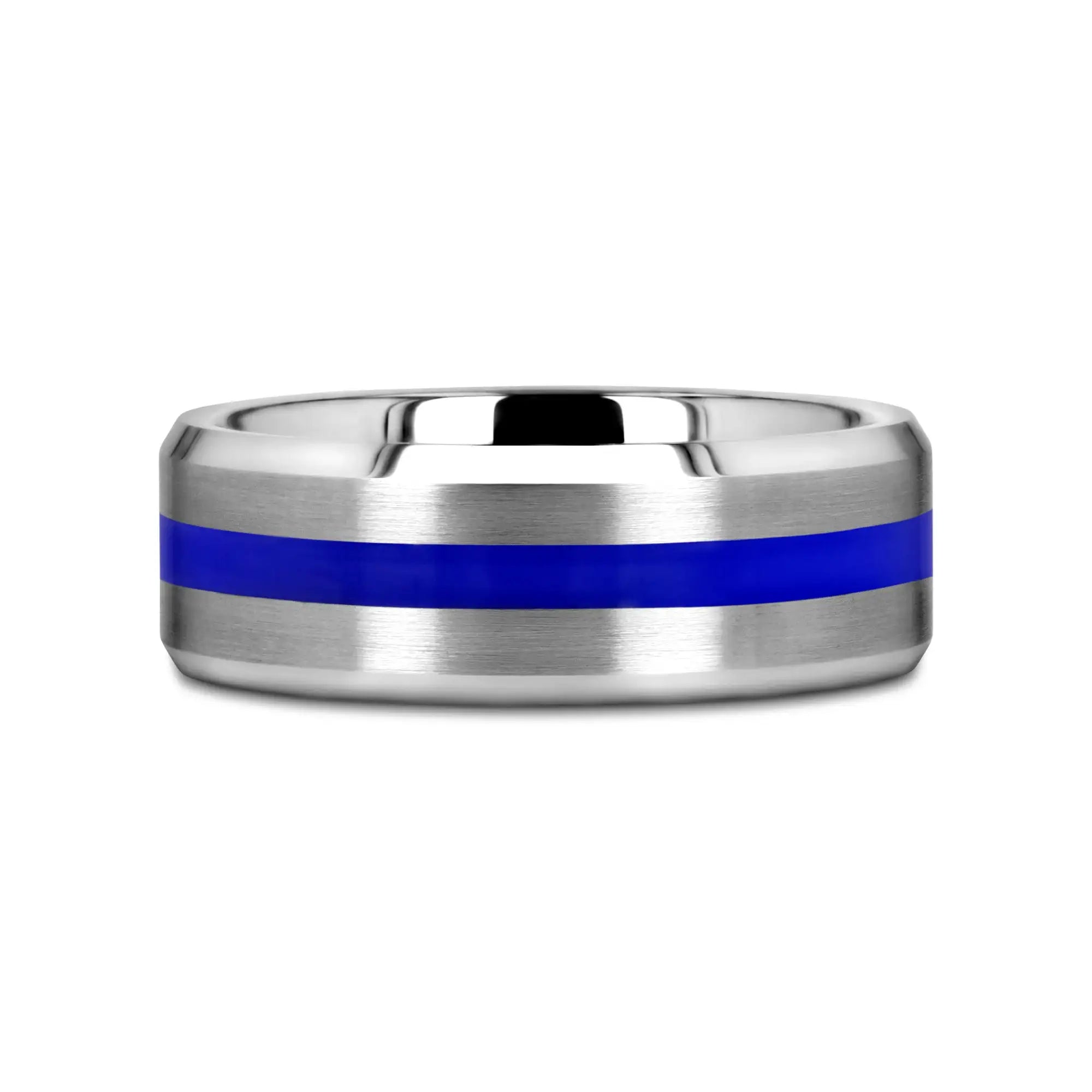 LAWSON Men's Beveled Edges White Tungsten Brushed Finish Wedding