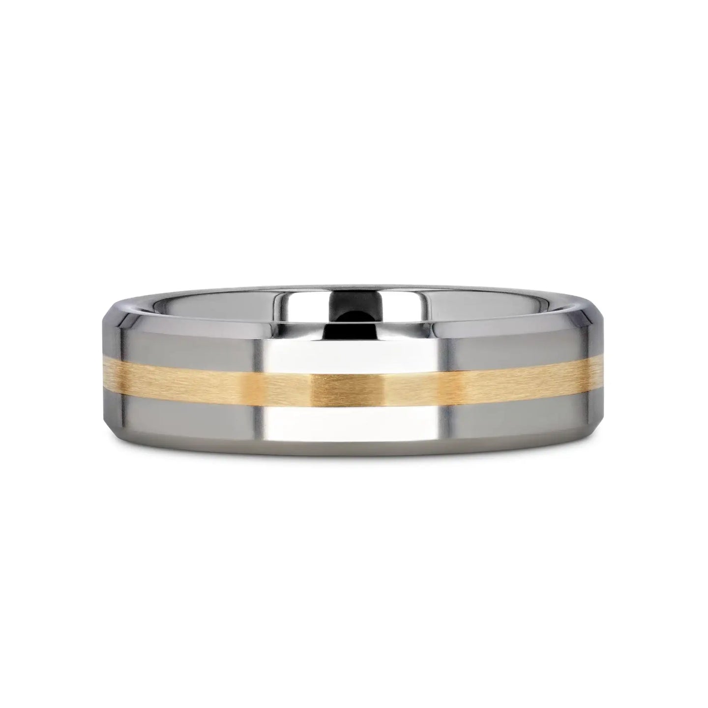 LEGIONAIRE Gold Inlaid Beveled Tungsten Ring - 6mm & 8mm - Larson Jewelers