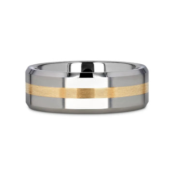 LEGIONAIRE Gold Inlaid Beveled Tungsten Ring - 6mm & 8mm - Larson Jewelers