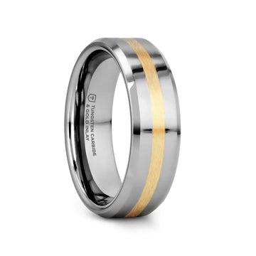 LEGIONAIRE Gold Inlaid Beveled Tungsten Ring - 6mm & 8mm - Larson Jewelers