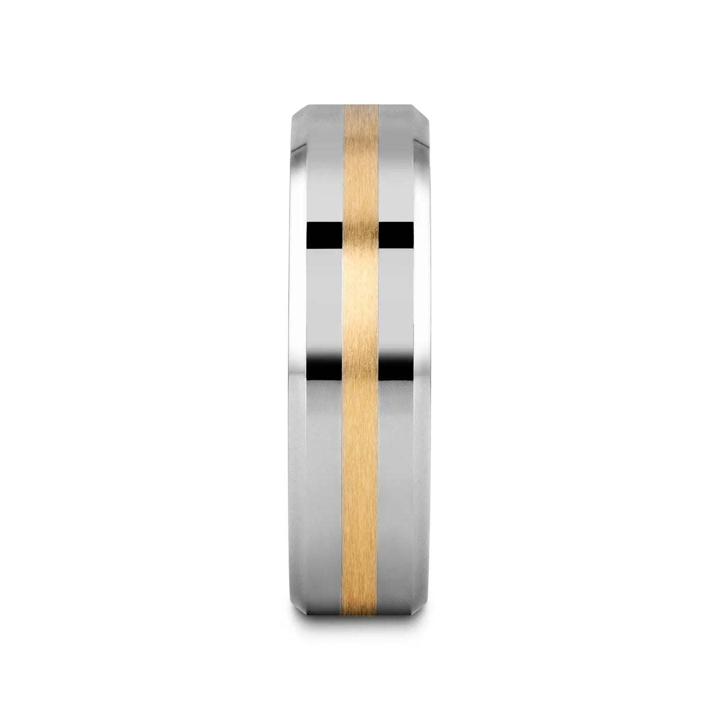 LEGIONAIRE Gold Inlaid Beveled Tungsten Ring - 6mm & 8mm - Larson Jewelers