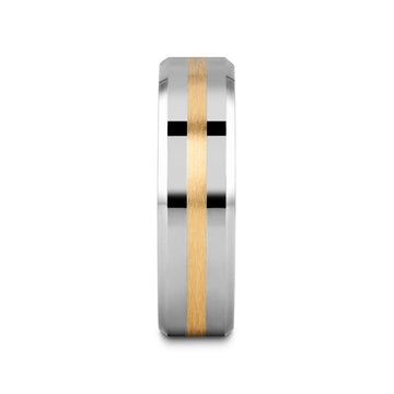 LEGIONAIRE Gold Inlaid Beveled Tungsten Ring - 6mm & 8mm - Larson Jewelers
