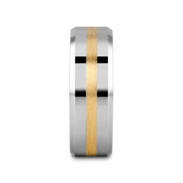 LEGIONAIRE Gold Inlaid Beveled Tungsten Ring - 6mm & 8mm - Larson Jewelers