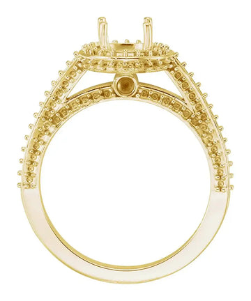 MADELEINE Halo Style Four Prong Lab Diamond Engagement Ring with Round Stone Setting in 14K Yellow Gold - Larson Jewelers