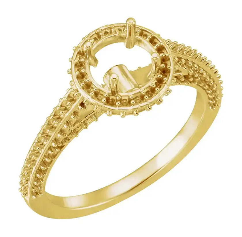 MADELEINE Halo Style Four Prong Lab Diamond Engagement Ring with Round Stone Setting in 18K Yellow Gold - Larson Jewelers