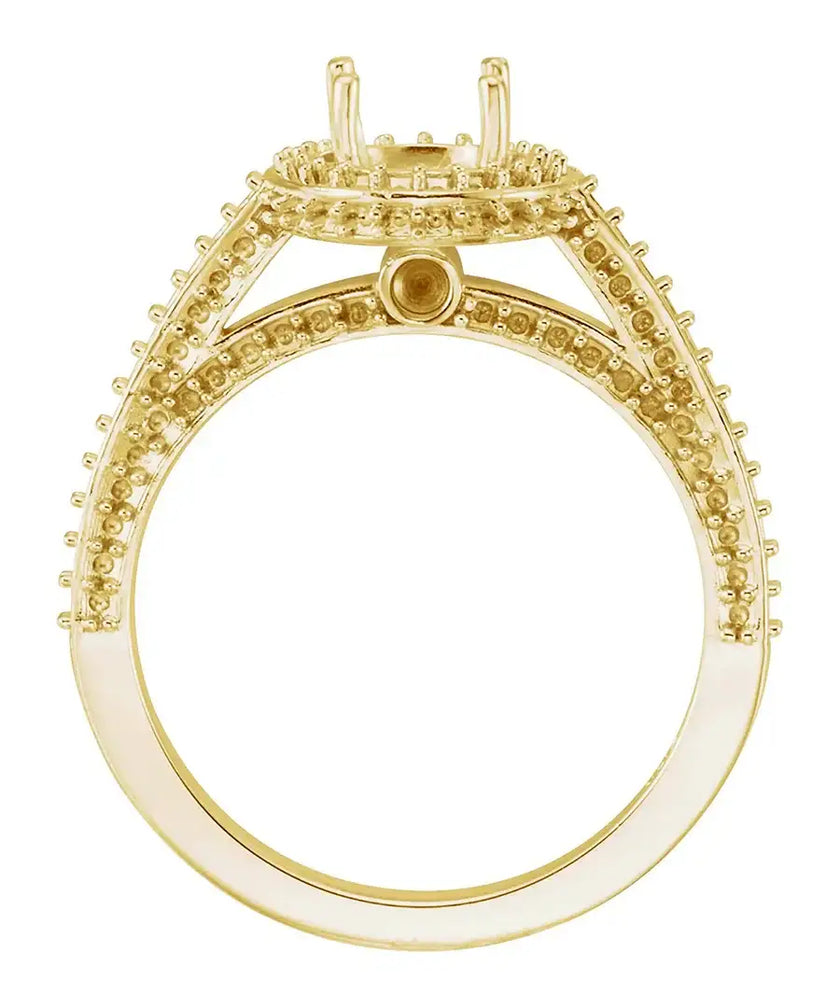 MADELEINE Halo Style Four Prong Lab Diamond Engagement Ring with Round Stone Setting in 18K Yellow Gold - Larson Jewelers