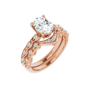 GIANNA 18K Rose Gold Oval Lab Grown Diamond Engagement Ring - Larson Jewelers