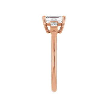 VIVIAN 18K Rose Gold Emerald Cut Lab Grown Diamond Engagement Ring - Larson Jewelers