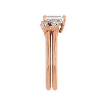 VIVIAN 18K Rose Gold Emerald Cut Lab Grown Diamond Engagement Ring - Larson Jewelers