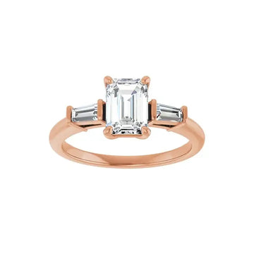 VIVIAN 18K Rose Gold Emerald Cut Lab Grown Diamond Engagement Ring - Larson Jewelers