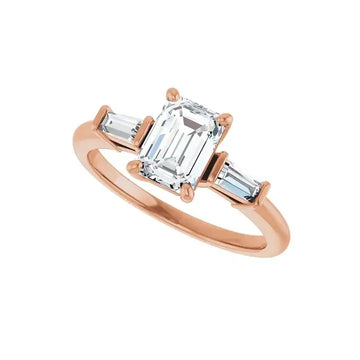 VIVIAN 18K Rose Gold Emerald Cut Lab Grown Diamond Engagement Ring - Larson Jewelers