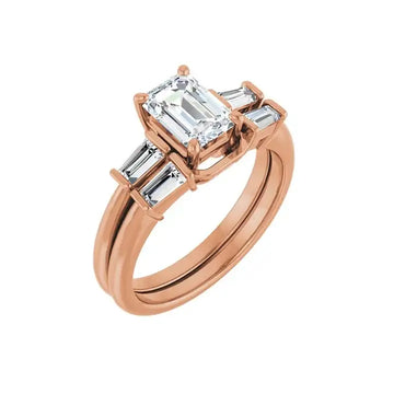 VIVIAN 18K Rose Gold Emerald Cut Lab Grown Diamond Engagement Ring - Larson Jewelers
