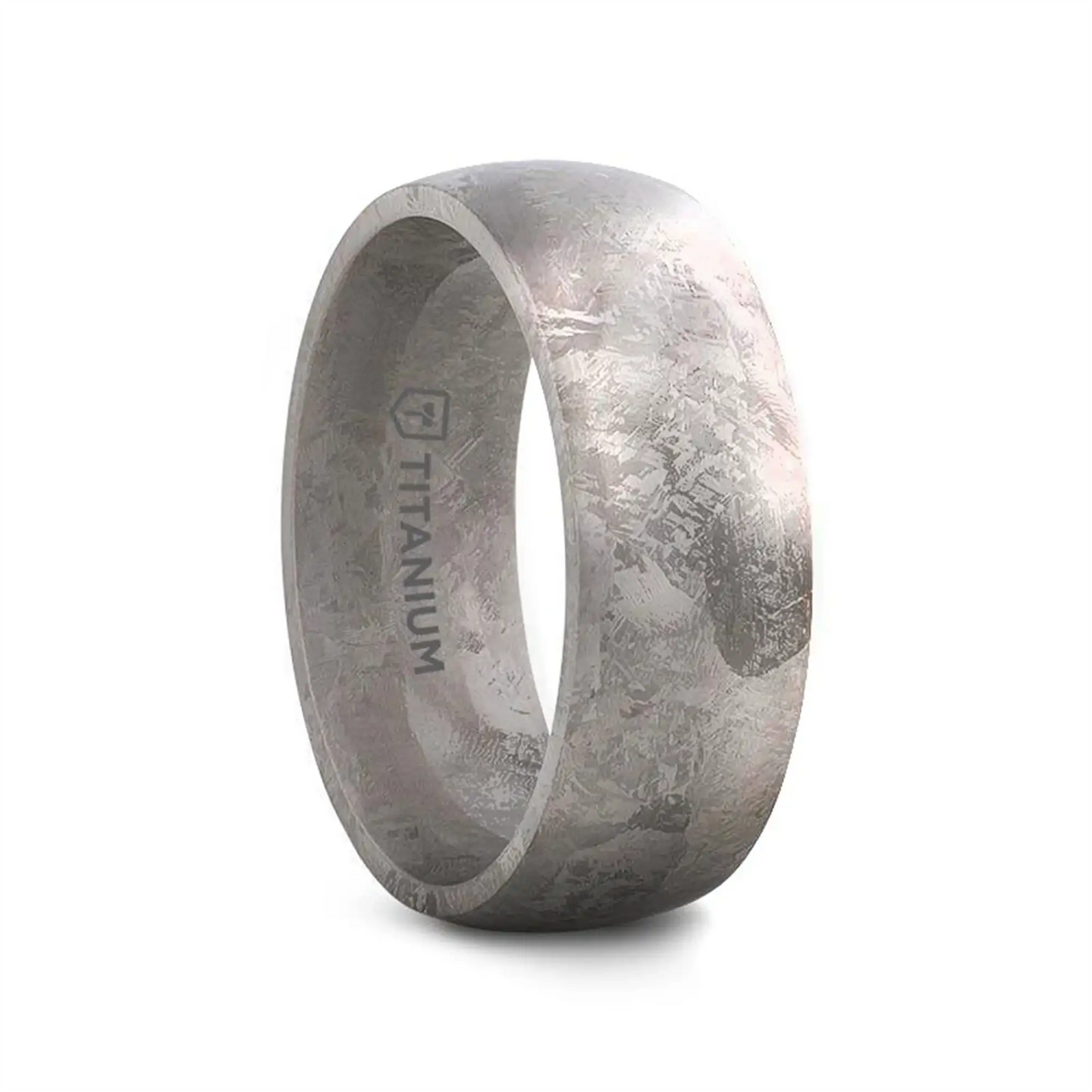 MAGELLANIC Domed Titanium Ring with Meteorite Pattern – 8mm - Larson Jewelers