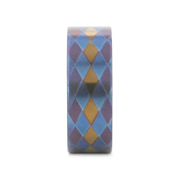 MAJESTIC Flat Titanium Ring with Purple, Blue, and Gold Diamond Pattern - 8mm - Larson Jewelers