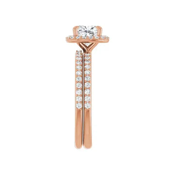 DAYSTAR 18K Rose Gold Halo Cushion Lab Grown Diamond Engagement Ring - Larson Jewelers