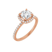 DAYSTAR 18K Rose Gold Halo Cushion Lab Grown Diamond Engagement Ring