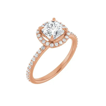 DAYSTAR 18K Rose Gold Halo Cushion Lab Grown Diamond Engagement Ring - Larson Jewelers